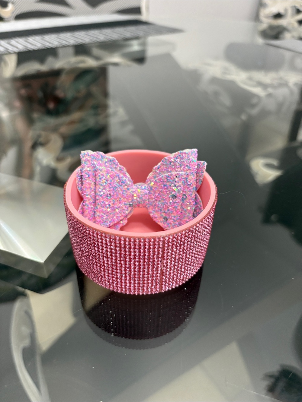 40oz Tumbler Boot & Glitter Bow Straw Topper